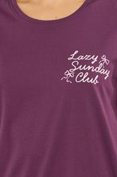 LTS Tall Woman's Burgundy Red 'Sunday Club' Slogan Pyjama Set | Long Tall Sally 5