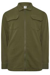 STUDIO A Big & Tall Khaki Green Zip Through Shacket