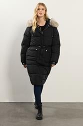 LTS Tall Black Padded Midi Coat | Long Tall Sally 1