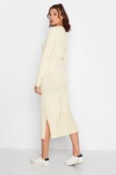 Tall Women's Cream Ribbed Long Sleeve Midi Dress | Long Tall Sally 3