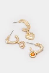 3 PACK Gold Tone Diamante Hoop Set | Yours Clothing 3