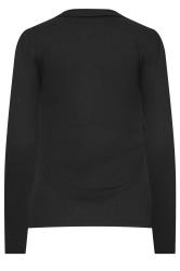 LTS Tall Black Ribbed Button Detail Collared Top | Long Tall Sally 8