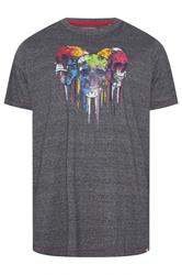 D555 Big & Tall Burgundy Grey Skull Drip Graphic Print T-Shirt | BadRhino 1