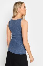 LTS Tall Women's Blue Acid Wash Vest Top | Long Tall Sally 3