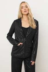 LTS Tall Black Embellished Tailored Blazer | Long Tall Sally 1