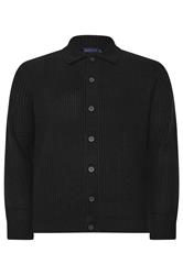 BadRhino Big & Tall Black Long Sleeve Knitted Shirt | BadRhino 6