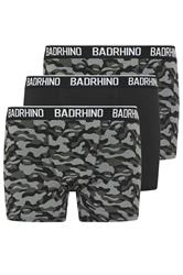 BadRhino Big & Tall 3 PACK Black/Grey/Green Camo Boxers