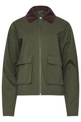 LTS Tall Green Cord Collar Barn Jacket | Long Tall Sally 1