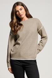 LTS Tall Natural Brown Contrast Piping Jumper | Long Tall Sally 1