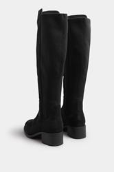 Black Faux Suede Elasticated Knee High Boots In Extra Wide EEE Fit | Yours Clothing 2