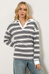 LTS Tall Navy Blue Double Stripe Rugby Polo T-Shirt | Long Tall Sally 2