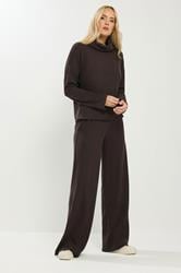 LTS Tall Women's Chocolate Brown Brushed Ribbed Trousers | Long Tall Sally 1