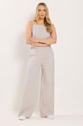 LTS Tall Women's Set Camel Brown Stripe Cotton Vest Top & Trousers | Long Tall Sally  3