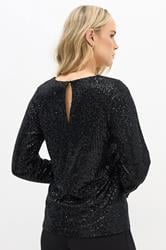 LTS Tall Women's Black Sequin V-Neck Top | Long Tall Sally 4