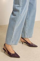 LTS Burgundy Red Pointed Slingback Kitten Heel | Long Tall Sally 1