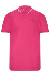 BadRhino Big & Tall Pink & White Tipped Polo Shirt | BadRhino 1