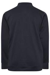 D555 Big & Tall Navy Blue Embroidery Zip Through Fleece Lined Jacket | BadRhino 2