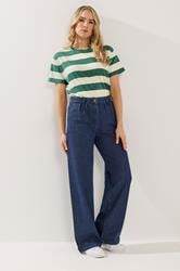 LTS Tall Women's Indigo Blue Pleated Wide Leg Jeans | Long Tall Sally 1