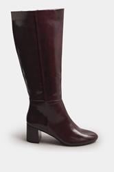 LTS Burgundy Red Patent Knee High Block Boots In Standard Fit | Long Tall Sally 3