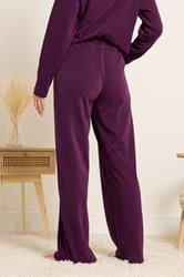 LTS Tall Women's Burgundy Red Wide Leg Fleece Trousers | Long Tall Sally 4
