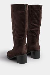Chocolate Brown Block Heel Micro Boots In Extra Wide EEE Fit | Yours Clothing 4