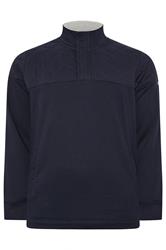 D555 Big & Tall Navy Blue Quilted Quarter Zip Sweatshirt | BadRhino 1