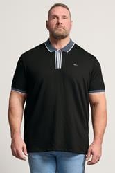 BadRhino Big & Tall Navy Blue Waffle Texture Zip Polo Shirt | BadRhino 1
