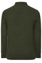 BadRhino Big & Tall Dark Green Textured Crew Neck Knitted Jumper | BadRhino 6
