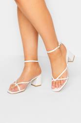 LIMITED COLLECTION White Mid Toe Post Heeled Sandals In Extra Wide EEE Fit | Yours Clothing 1