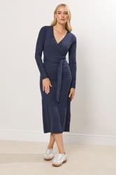 LTS Tall Navy Blue Wrap Midi Dress | Long Tall Sally 2
