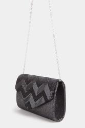 Black Sequin Chevron Clutch Bag | Yours Clothing 3