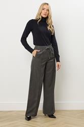 LTS Tall Grey Brushed Wide Leg Trousers | Long Tall Sally 1