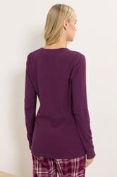 LTS Tall Burgundy Red Cotton Waffle Pyjama Top | Long Tall Sally 3