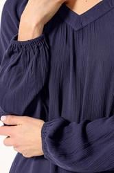 LTS Tall Women's Navy Blue Crinkle Blouse | Long Tall Sally 4