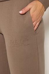 LTS Tall Women's Mocha Brown Embroidered Wide Leg Joggers | Long Tally Sally 4
