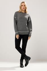 LTS Tall Grey Cross Stitch Knitted Jumper | Long Tall Sally 2