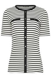 LTS Tall Women's Black & White Stripe Button Top | Long Tall Sally 1