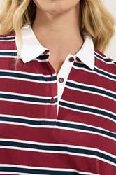 LTS Tall Red & Navy Blue Striped Jersey Polo Top | Long Tall Sally 4