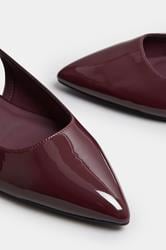 LTS Burgundy Red Patent Flat Shoes In Standard Fit | Long Tall Sally 4