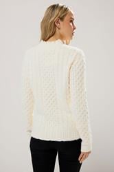 LTS Tall Ivory White Cable Knit Frill Jumper | Long Tall Sally 3