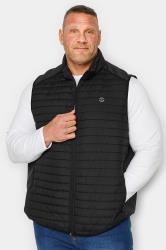 Jack & Jones Black Logo Print Puffer Gilet | BadRhino  1
