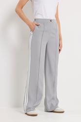 LTS Tall Women's Light Grey Side Stripe Wide Leg Trousers | Long Tall Sally 1