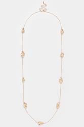 Gold Tone Long Diamante Nugget Necklace | Yours Clothing 2