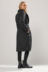 LTS Tall Black Belted Padded Midi Coat | Long Tall Sally 3