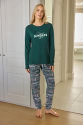 LTS Tall Green Fairisle Print Cuffed Pyjama Set | Long Tall Sally 1