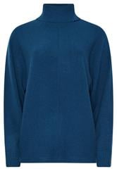 LTS Tall Teal Blue Batwing Roll Neck Jumper | Long Tall Sally 5