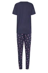 LTS Tall Women's Navy Blue Bow Print Cotton Cuffed Pyjama Set | Long Tall Sally 6