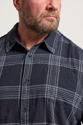 BadRhino Big & Tall Navy Blue Textured Checked Shirt | BadRhino 4