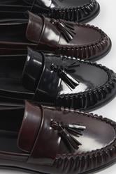 LTS Dark Red Patent Tassel Flat Loafers | Long Tall Sally 5
