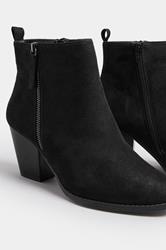 Black Faux Suede Block Heel Ankle Boots In Wide E Fit & Extra Wide EEE Fit | Yours Clothing 5